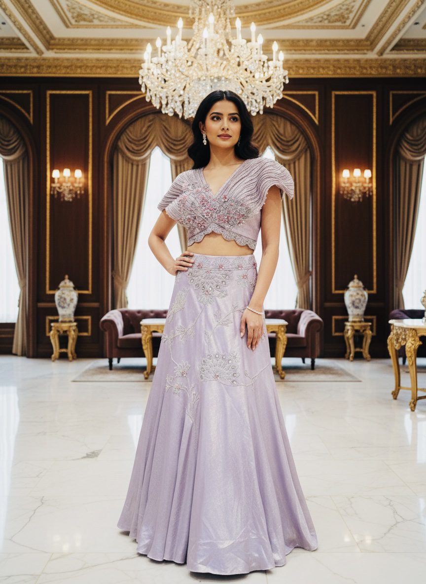 Lavender Royale Hand-Embroidered Lehenga Set