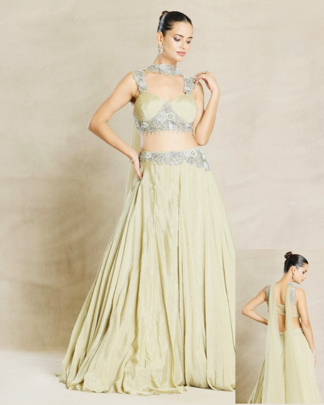 Lavender Silver Choker Lehenga Set - Image 4