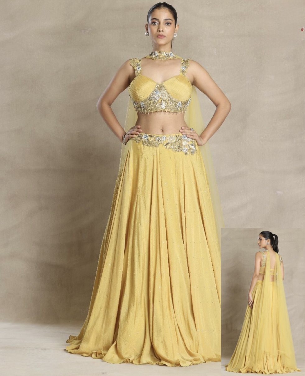 Lavender Silver Choker Lehenga Set - Image 3