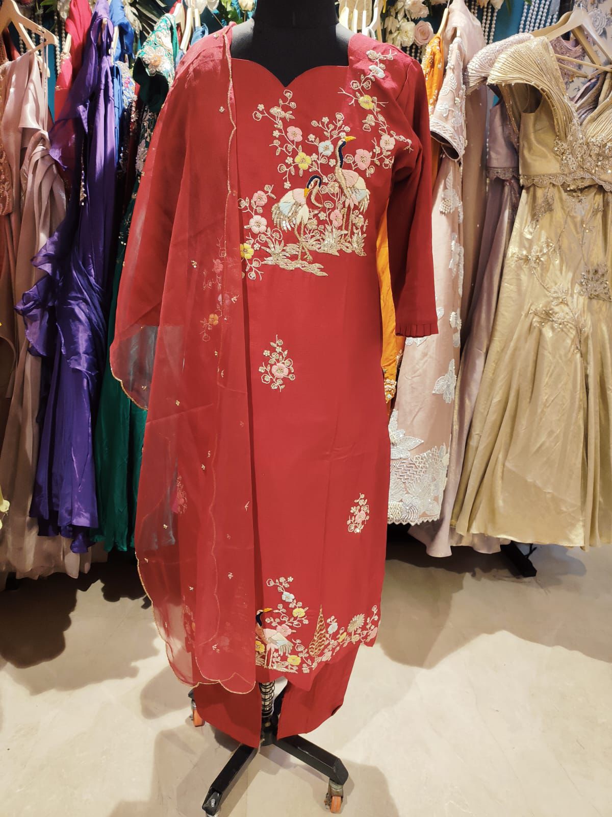 Ruby Bloom Embroidered Kurta Set - Image 2