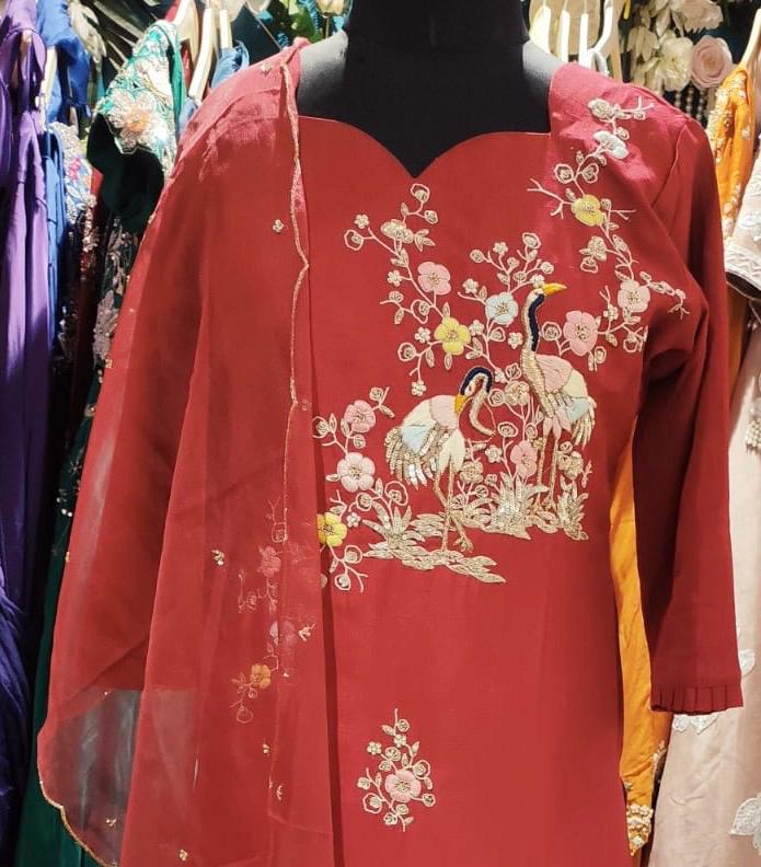 Ruby Bloom Embroidered Kurta Set - Image 3