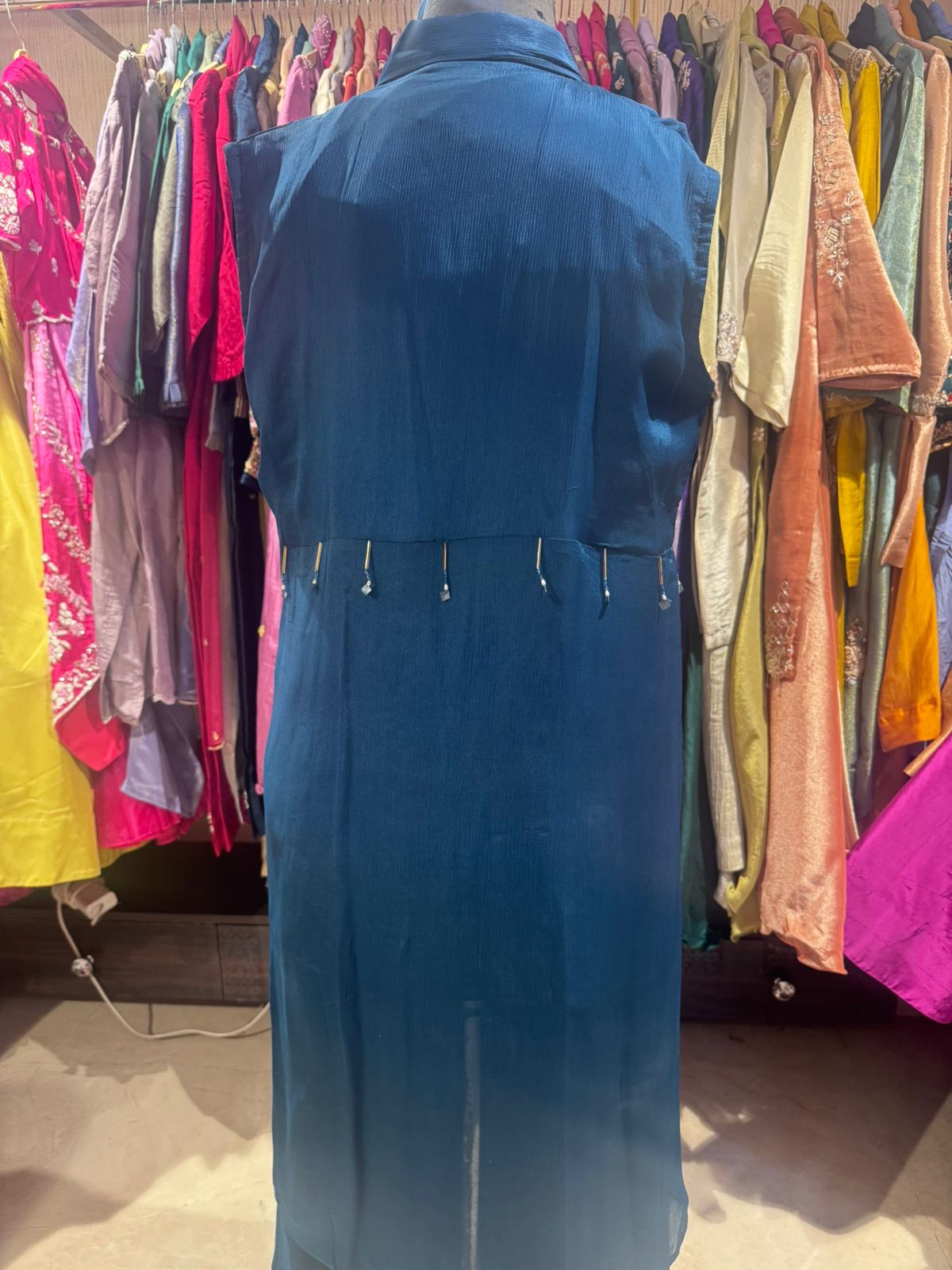 Royal Indigo Hand-Embellished Indo-Western Co-ord Set - Image 3