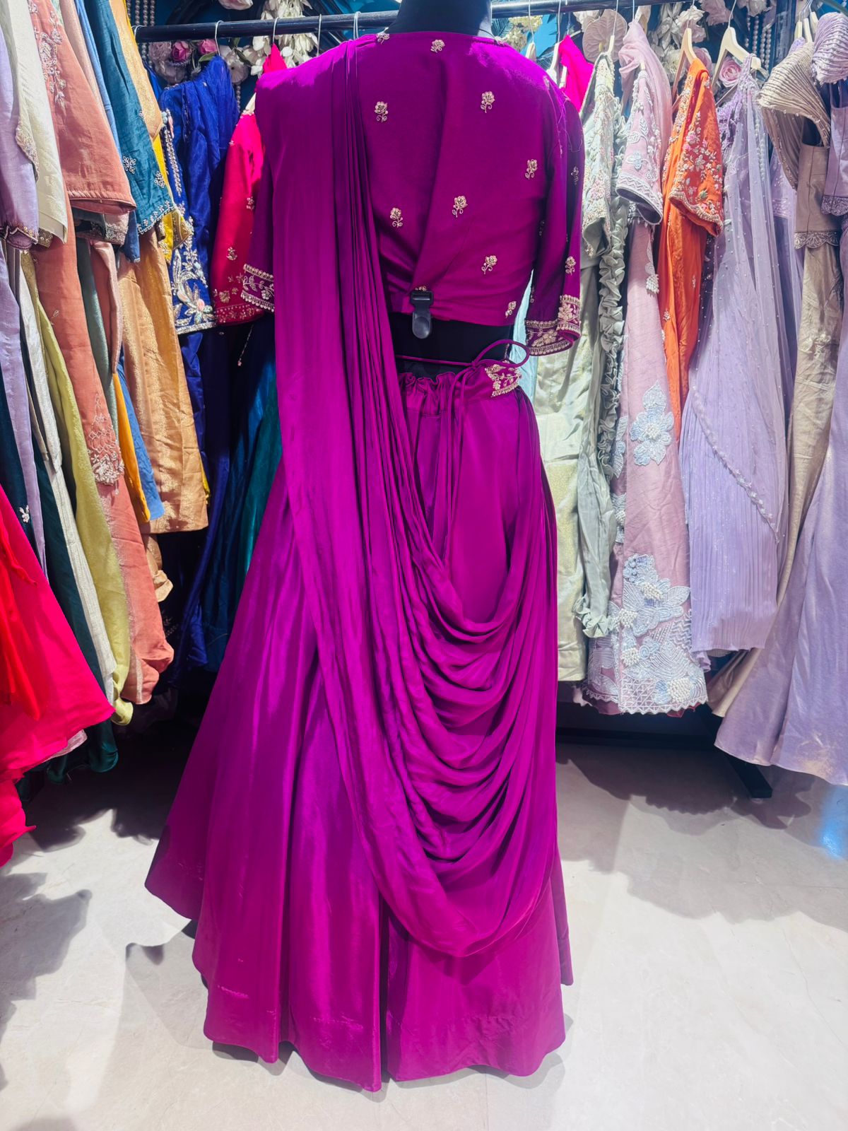 Royal Amethyst Hand-Embroidered Lehenga Set - Image 2