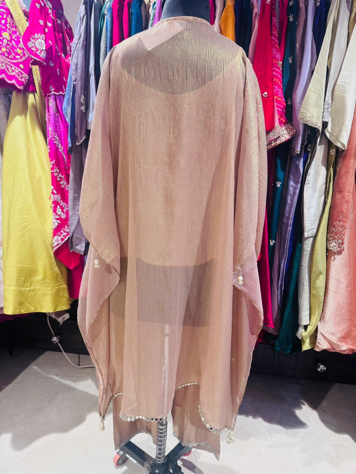 Sandstone Pearl-Embellished Kaftan Co-ord Set - Image 3