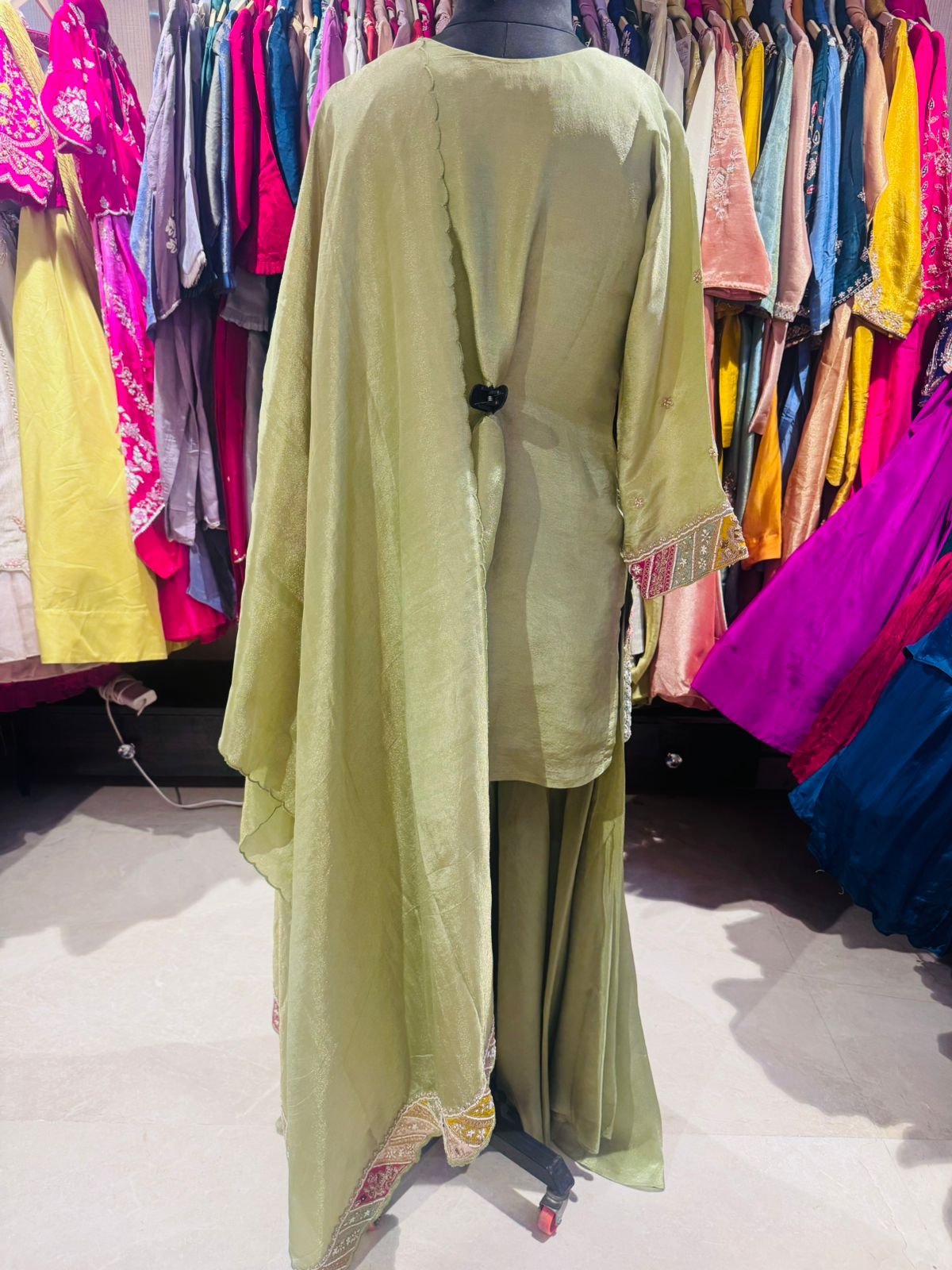Pistachio Royale Hand-Embroidered Sharara Set - Image 4