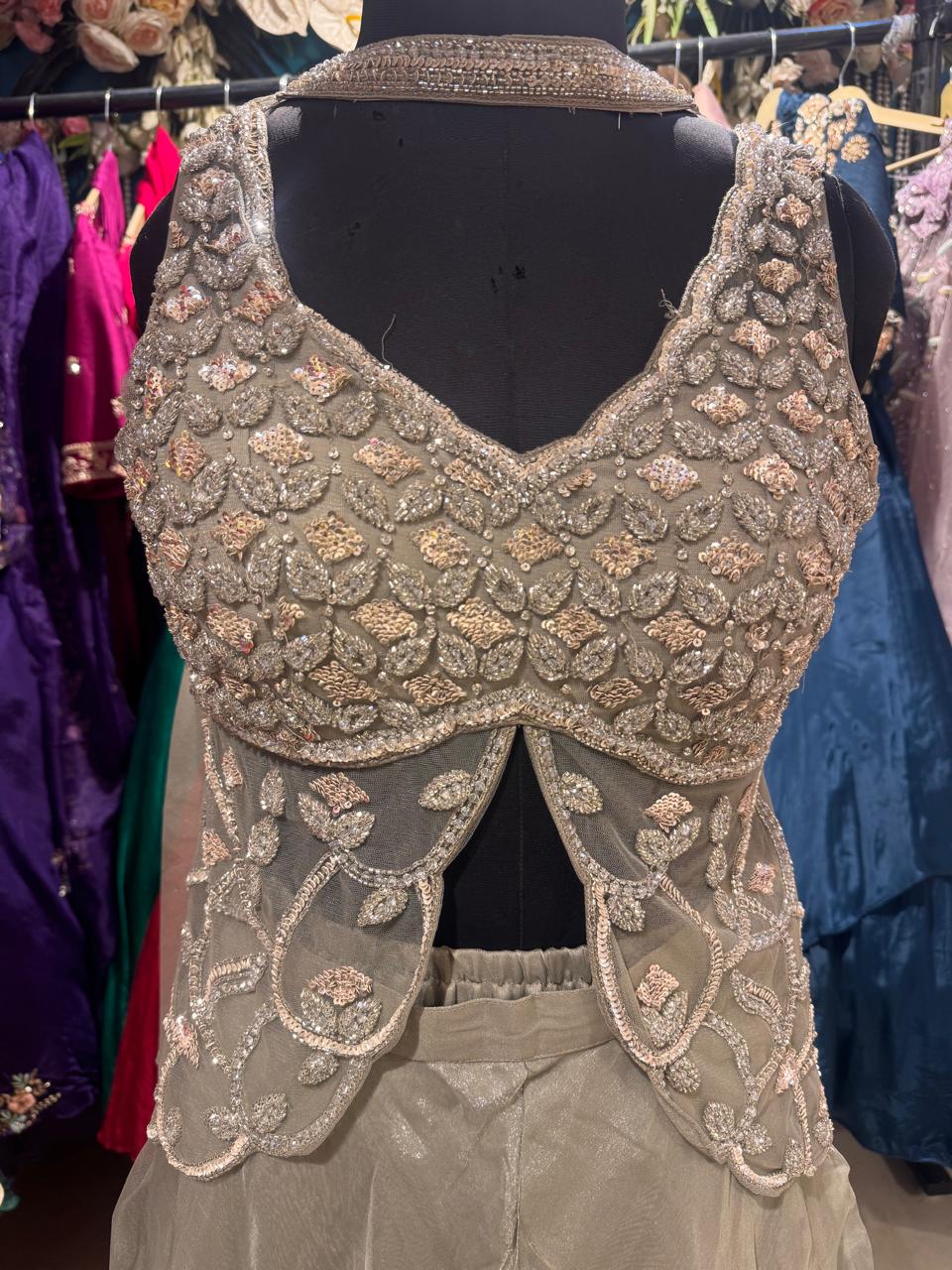 Silver Mist Hand-Embroidered Lehenga Set - Image 3