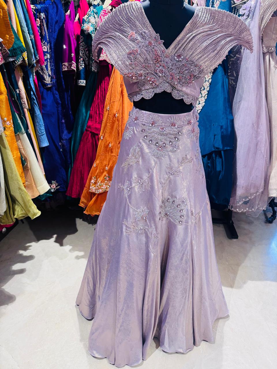 Lavender Royale Hand-Embroidered Lehenga Set - Image 2