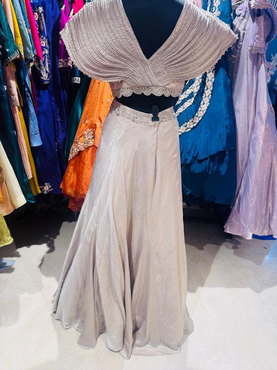 Lavender Royale Hand-Embroidered Lehenga Set - Image 4