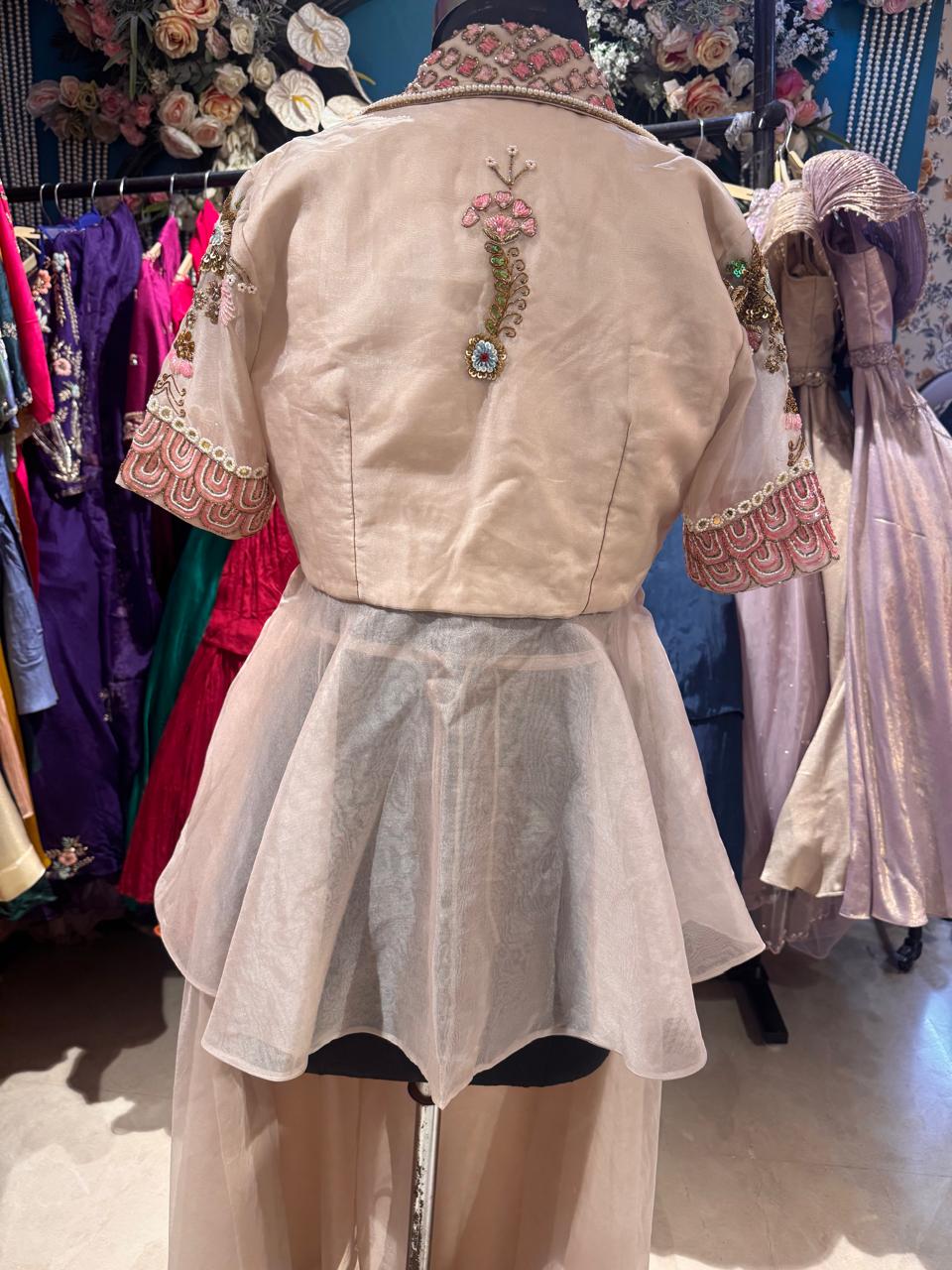 Ivory Garden Hand-Embroidered Jacket Palazzo Set - Image 4