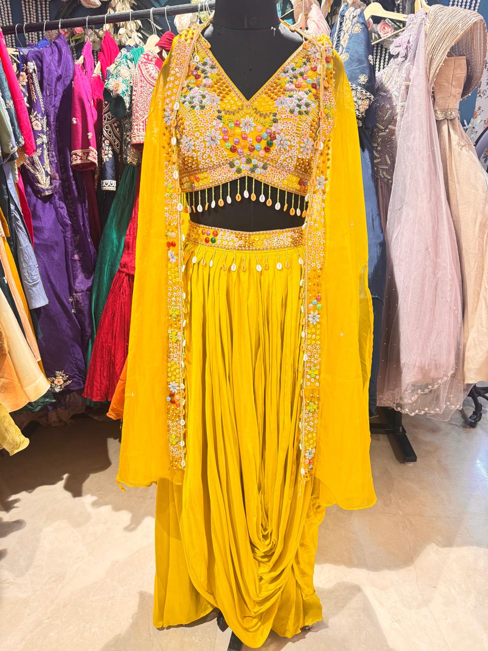 Sunshine Riwaayat Hand-Embroidered Dhoti Lehenga Set - Image 2