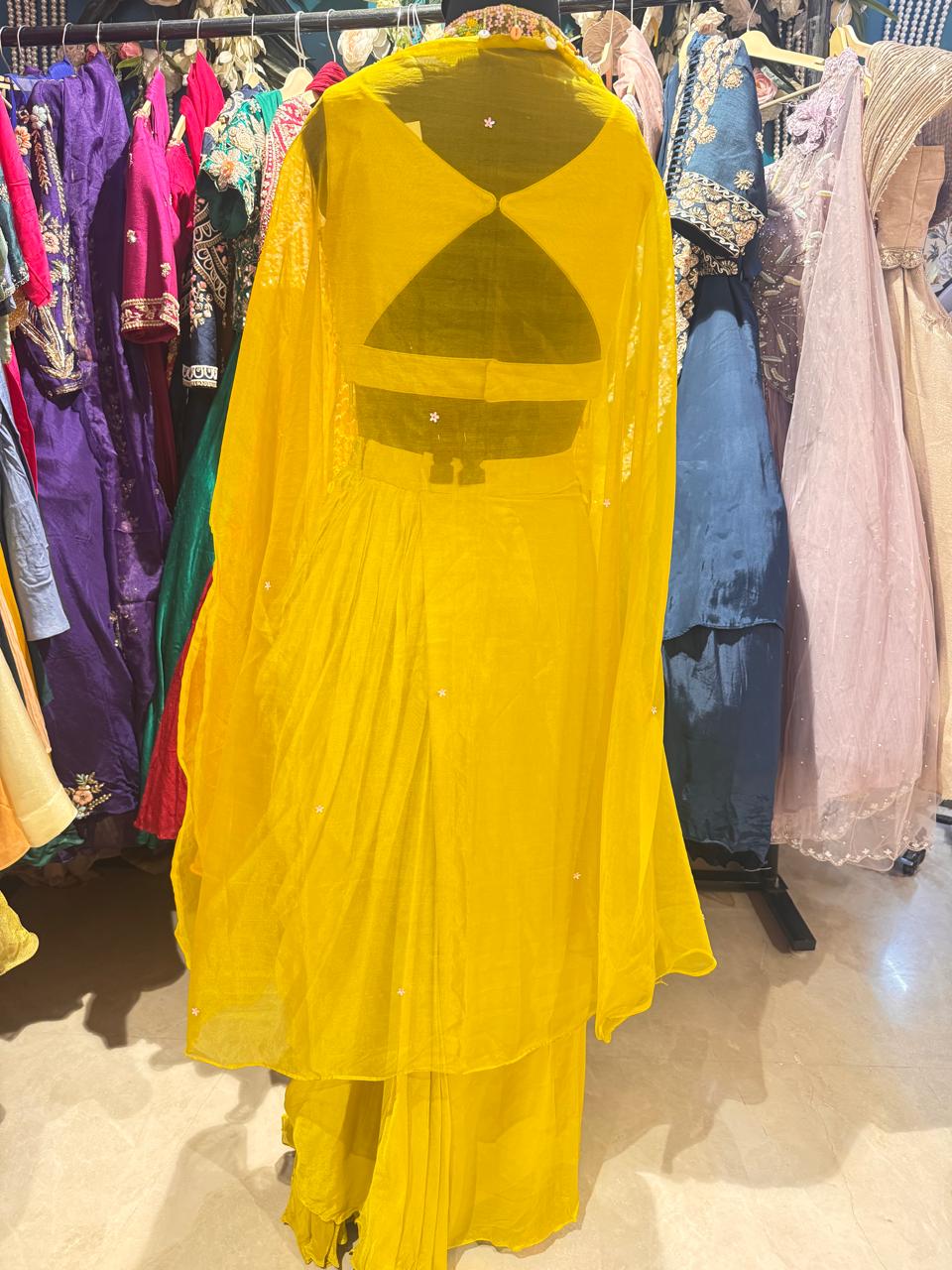 Sunshine Riwaayat Hand-Embroidered Dhoti Lehenga Set - Image 3