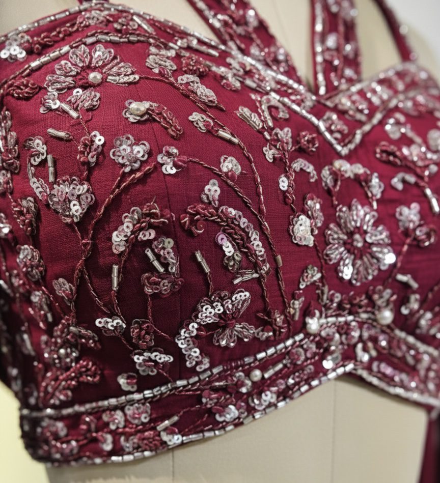 Crimson Wine Fringe Lehenga Set - Image 2