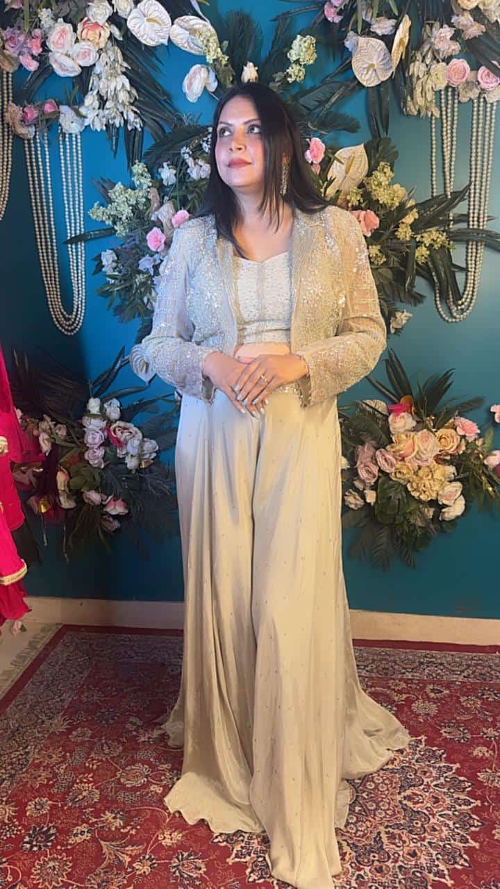 Ivory Pearl Jacket Palazzo Set