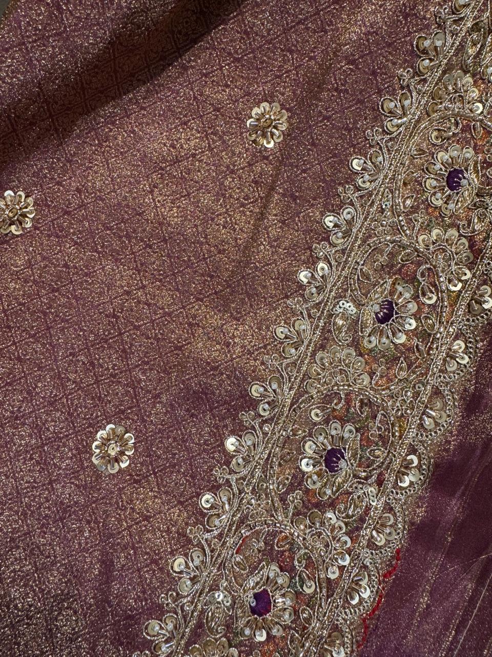 Gold Silk Saree with Intricate Lace Border - Image 5