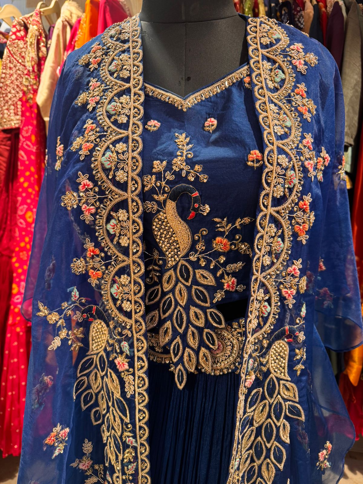 Royal Blue Embroidered Anarkali Gown - Image 2