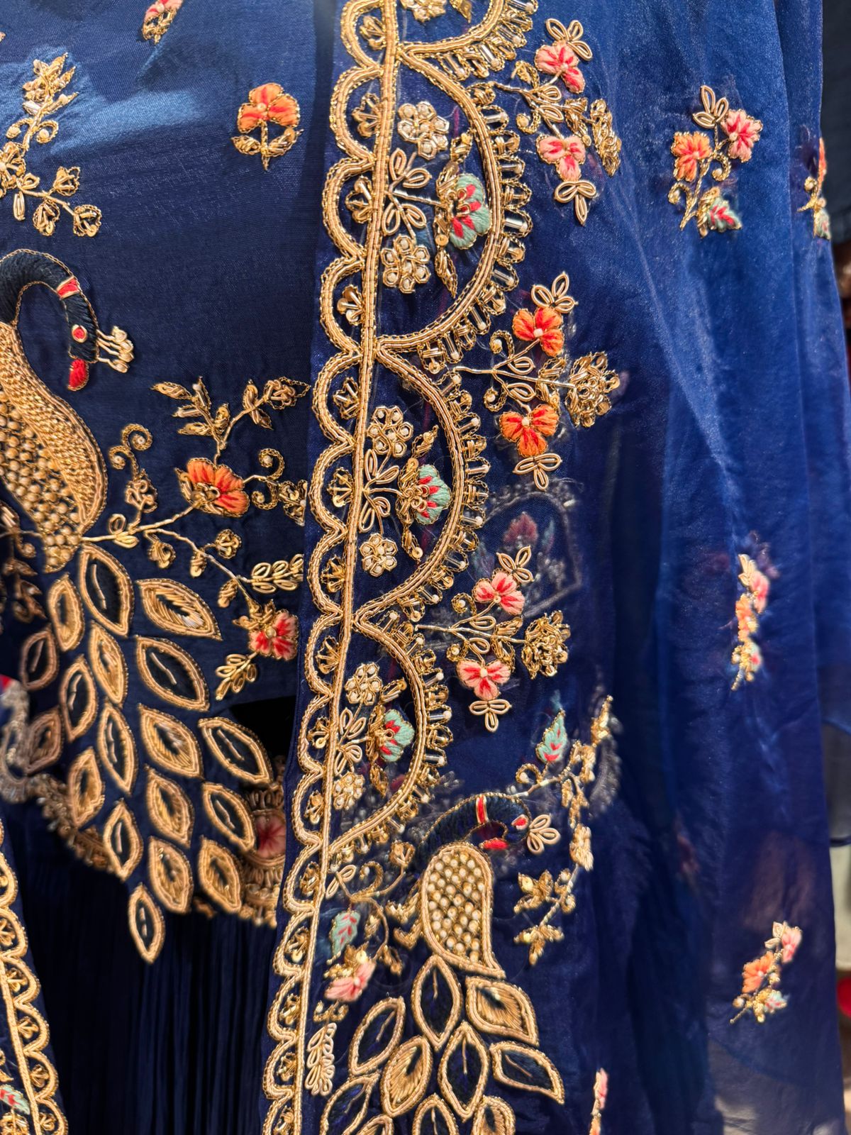 Royal Blue Embroidered Anarkali Gown - Image 3