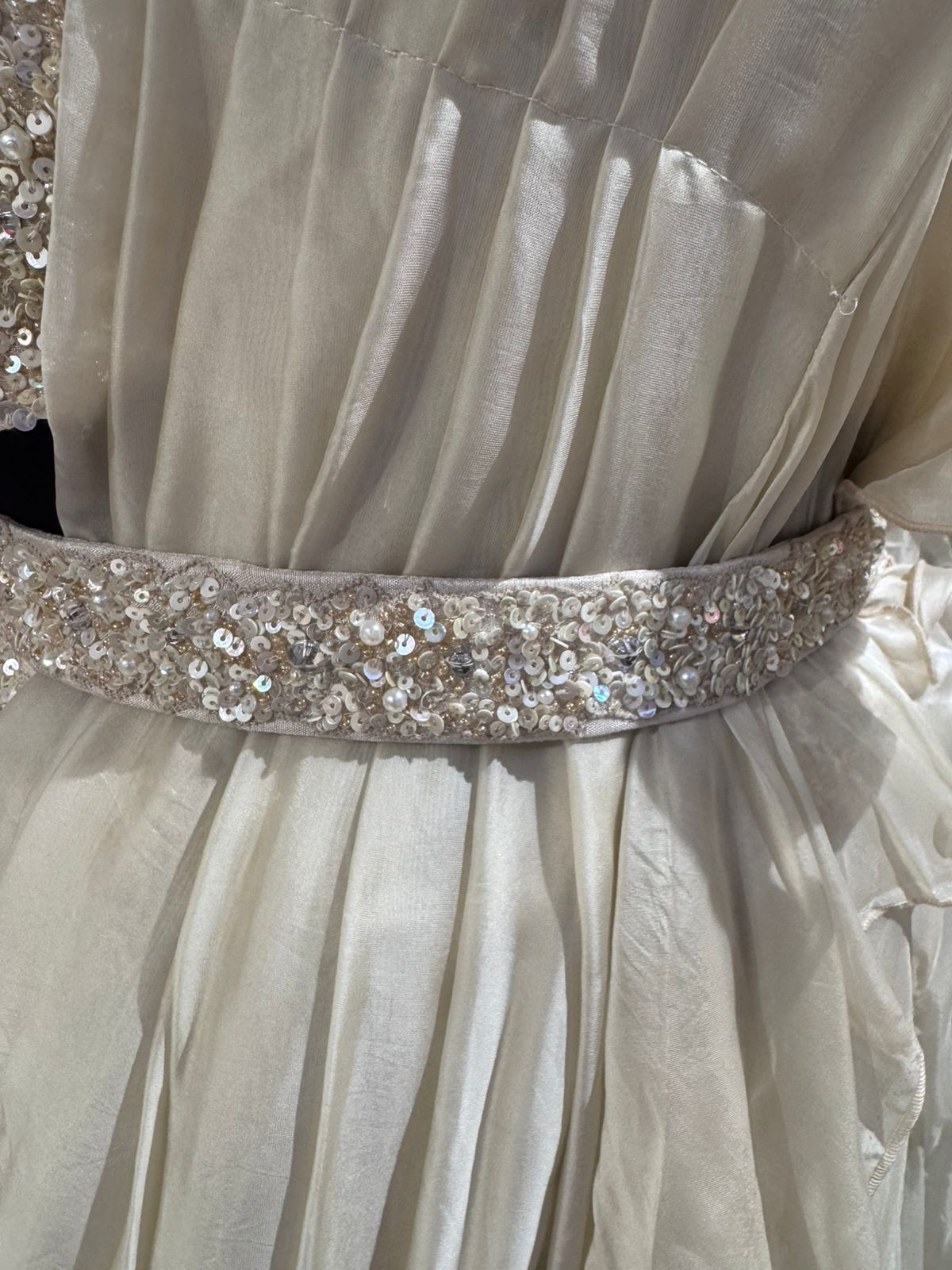 Ivory Cascade Draped Saree Gown - Image 5