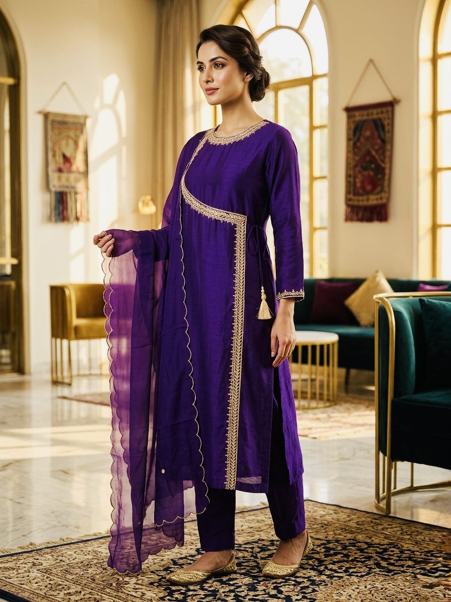 Noor Violet Elegance Suit Set