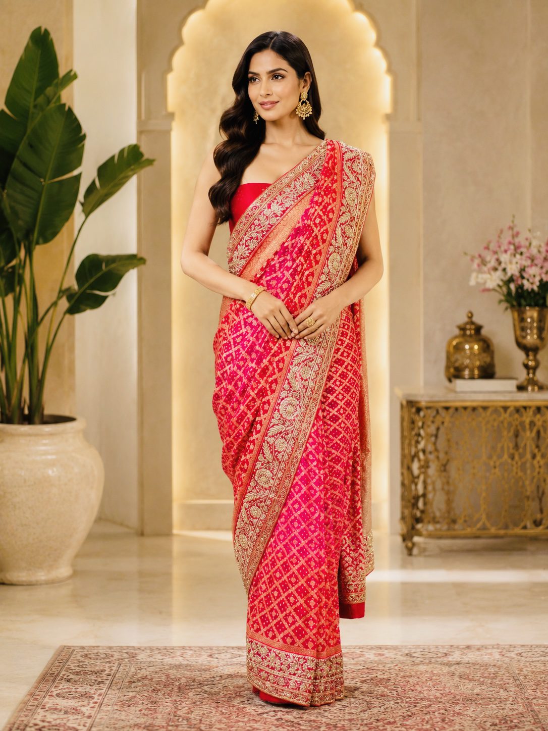 Gulnaar Royal Pink Weave Saree
