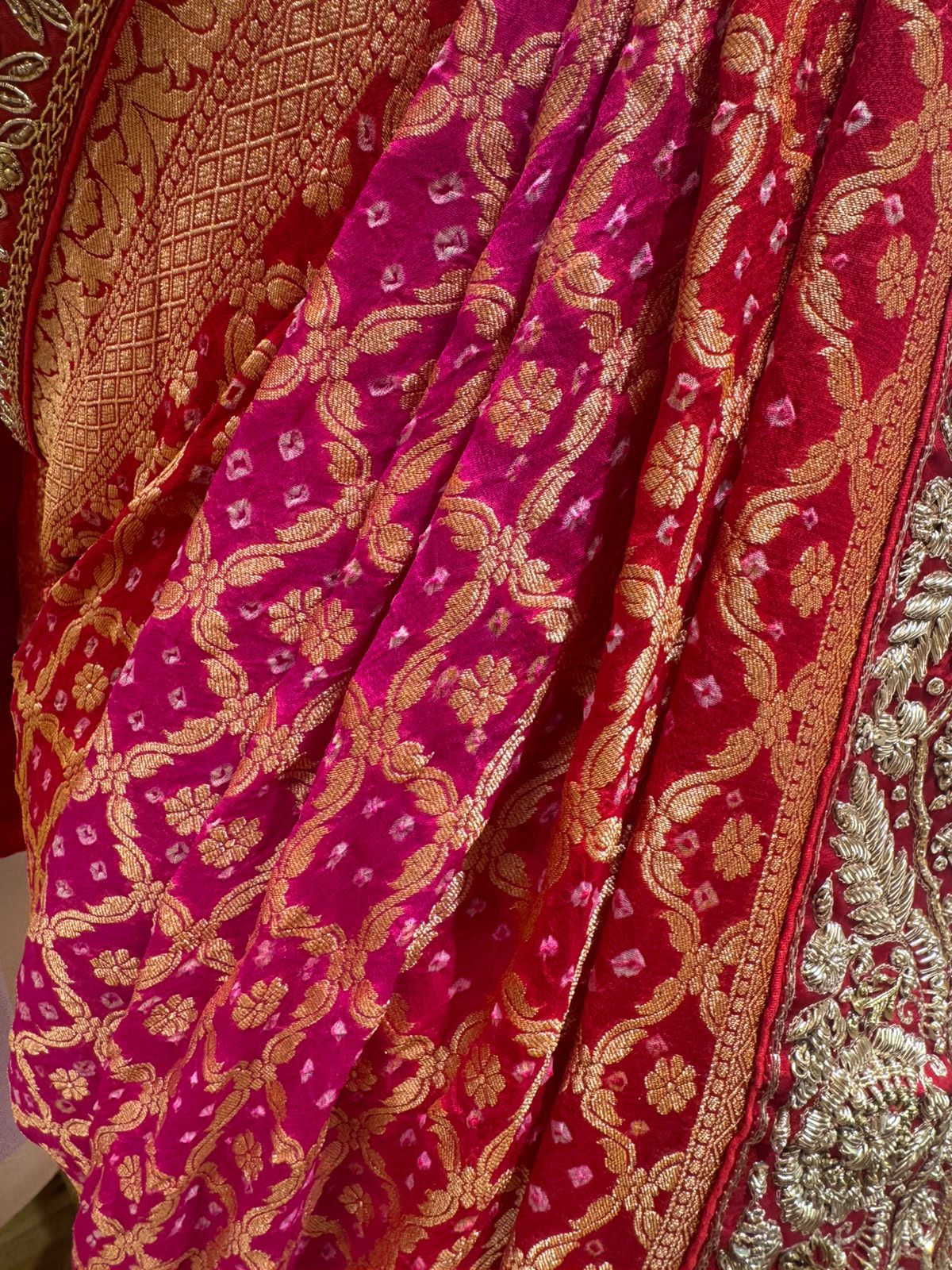 Gulnaar Royal Pink Weave Saree - Image 3