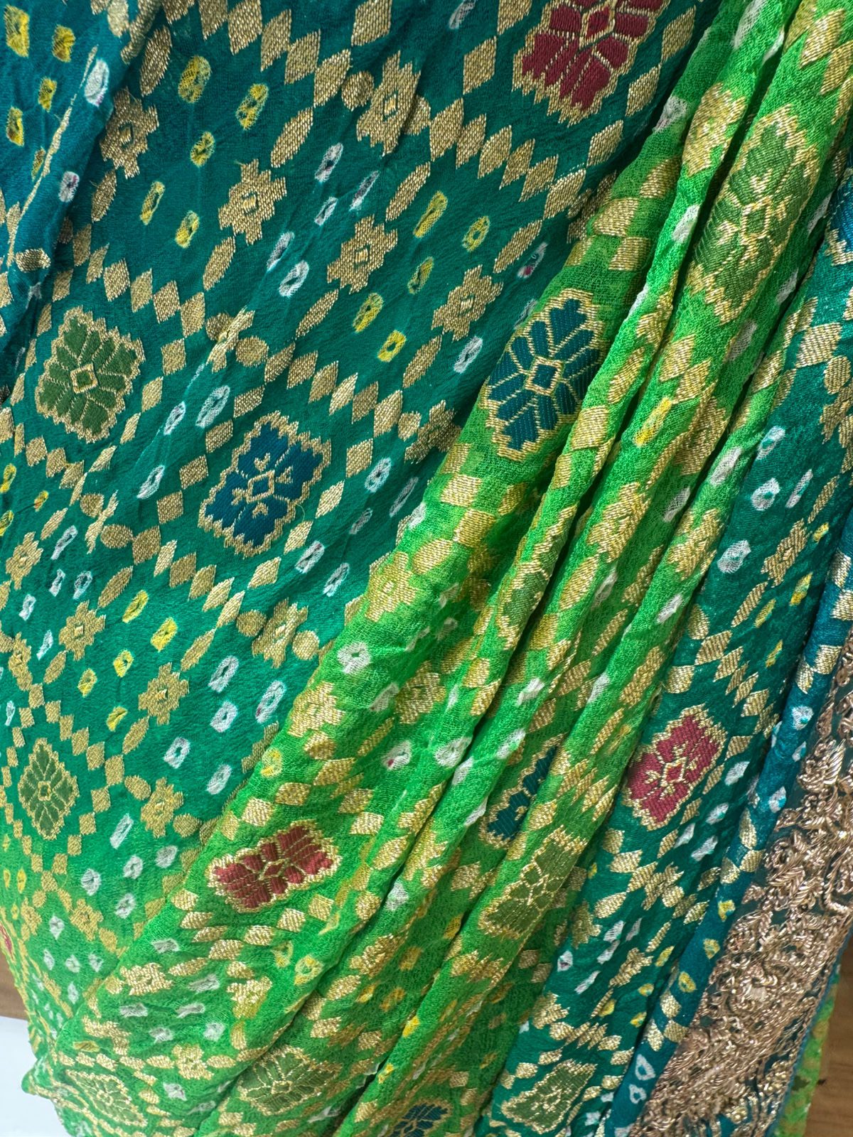 Blue-Green Banarasi Saree - Image 4