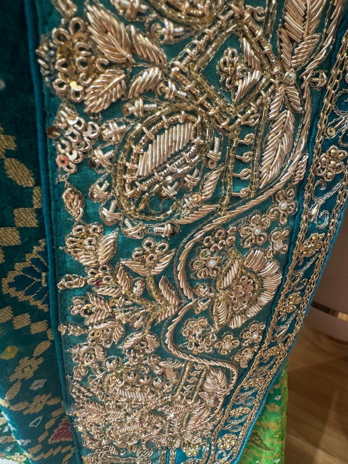 Blue-Green Banarasi Saree - Image 3
